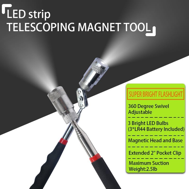 VortecSys Magnetic Pick Up Tool 10 Pack, Telescopic Magnet Sticks Extendable Length up to 30 inches, Best Gadgets Gifts for Boyfriend Husband Dad - Image 2